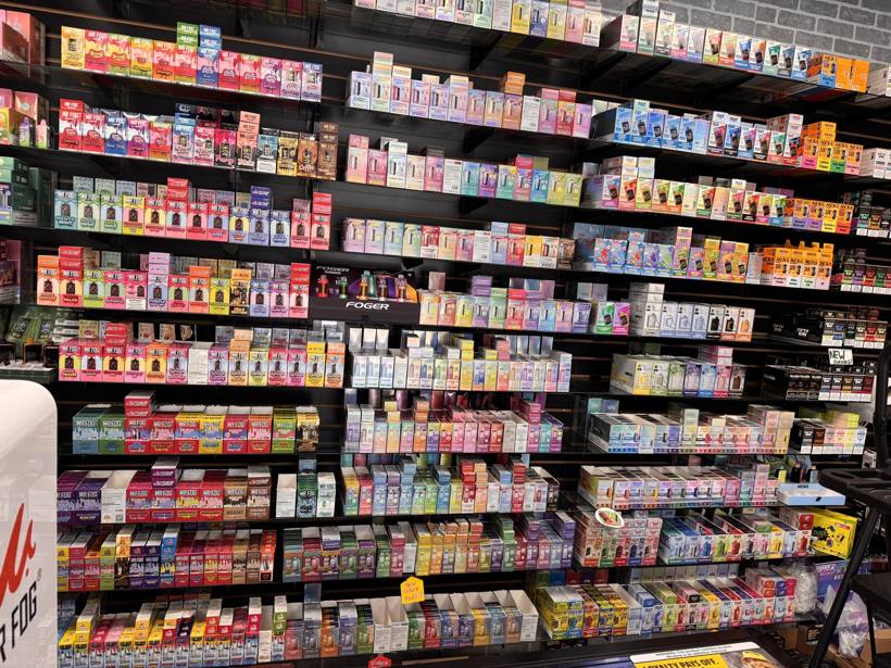 Vape pods and cartridge display wall